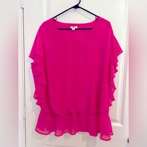 Cato pink sheer sleeveless embroidered blouse with butterfly fly sleeves…